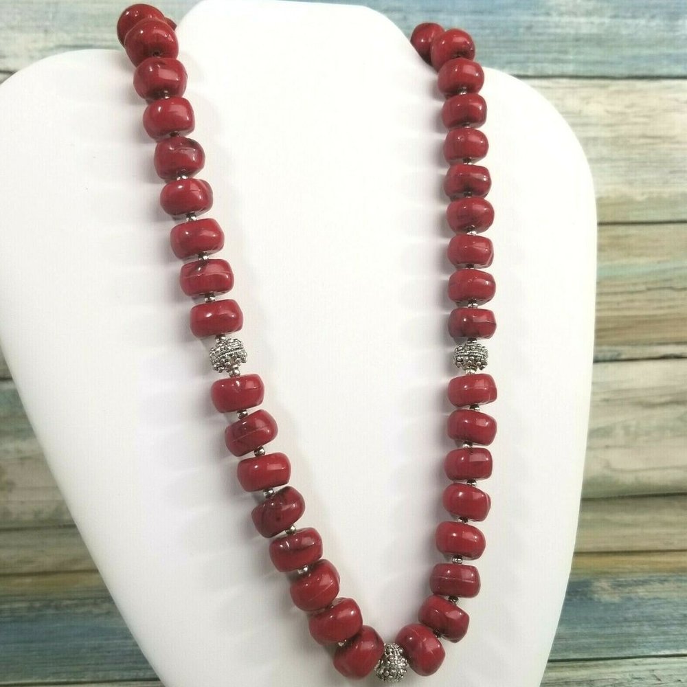 Red Colored Wood Fashion Necklace C14